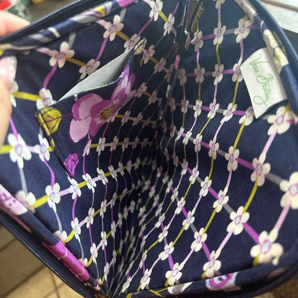 Vera Bradley Navy Floral Quilted Pouch
